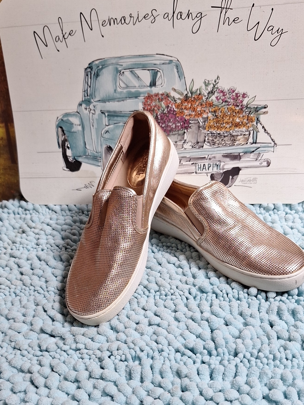 MICHAEL Michael Kors Metallic Rose Gold Slip-On Sneakers